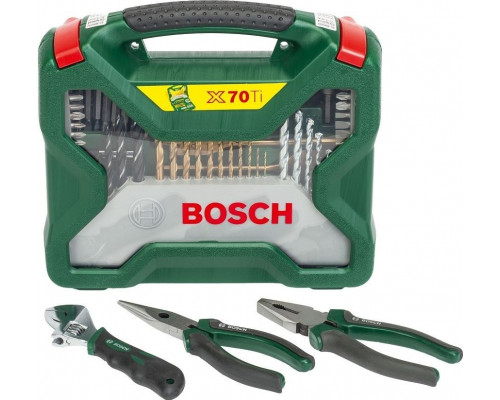 Набор оснастки универсальный BOSCH X-Line 70 предметов + плоскогубцы 2607017197
