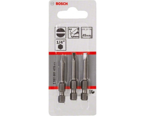 Бита для заворачивания BOSCH Extra Hard 49 мм S 0.5x4.0 3шт 2607001475