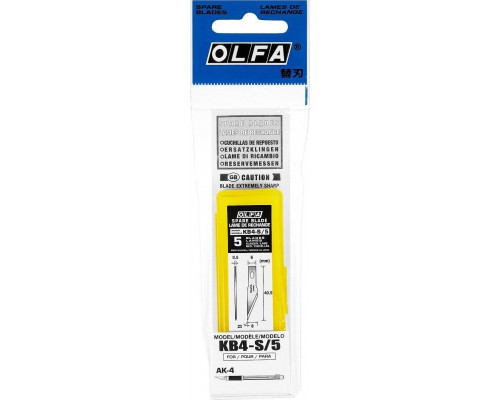 Лезвие для ножа Olfa OL-KB4-S/5 перовое, 6(8)х40,5х0,5 мм, 5 шт