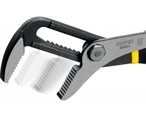 Клещи STAYER Quick-L переставные с быстрой регулировкой и прямыми губка 22370_z02