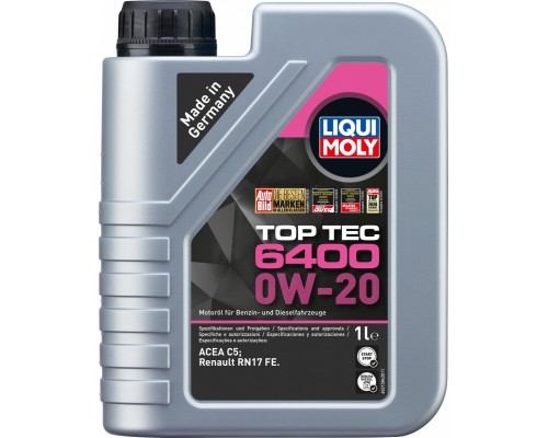 Масло моторное LIQUI MOLY SAE 0W20 Top Tec 6400 1 л 21584 21584