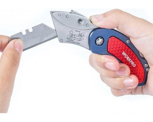 Нож складной WORKPRO WP211005, алюминиевый корпус, со сменными лезвиями