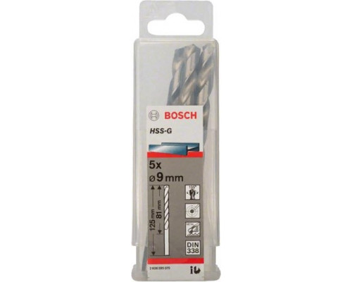Сверло по металлу BOSCH HSS-G 9 мм 5шт 2608595075