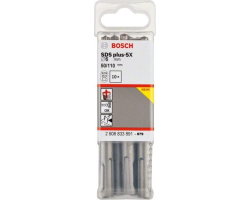 Бур SDS-plus BOSCH 5X 6x50x110 мм 10 шт 2608833891