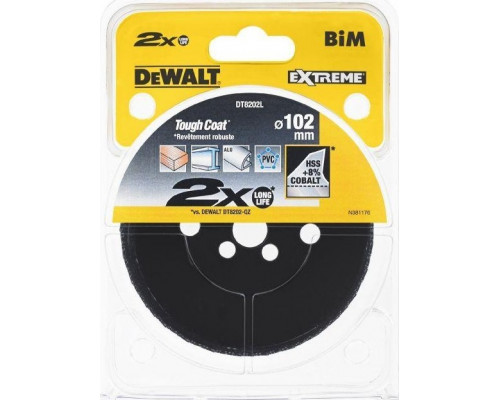 Коронка биметаллическая DeWALT COBALT 102 мм DT8202L-QZ DT8202L-QZ