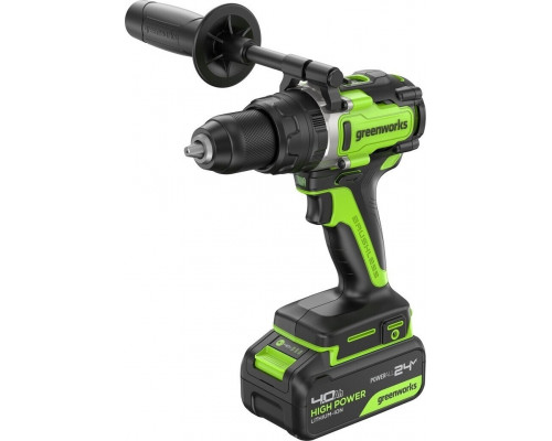 Дрель-шуруповерт аккумуляторная GREENWORKS GD24DD140 ударная, 24V, АКБ 4Ач и ЗУ 3707607CUB