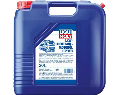 Масло моторное LIQUI MOLY SAE10W40 LKW-Leichtlauf-Motoroil 20 л 4743 4743