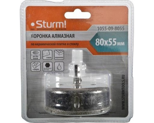 Алмазная коронка для мокрого сверления Sturm 1055-09-8055 по керамике и стеклу