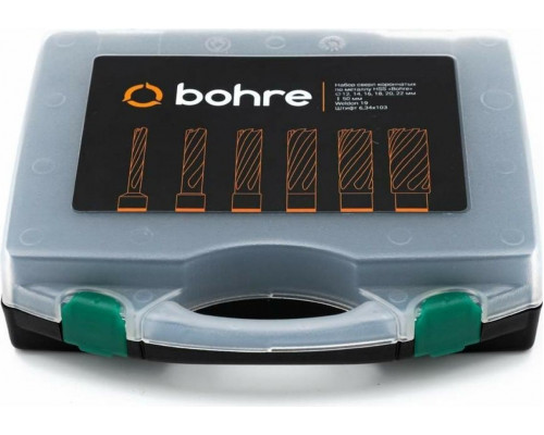 Набор сверл по металлу корончатых Bohre HSS 12-22х50 мм (7 предметов) с хв. weldon 19 мм (3/4'') КБ003623