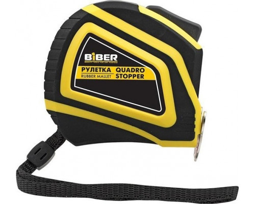 Рулетка Biber 40134 Quadro Stopper Профи автофиксация, 3 м х 19 мм