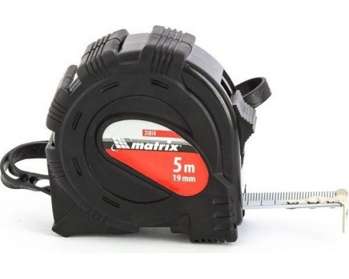 Рулетка MATRIX 5 мх19 мм black, обрезиненный корпус 31014