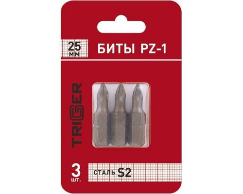Бита для заворачивания TRIGGER 84963 ПРОФИ PZ-1 25мм (3шт.) тов-128284
