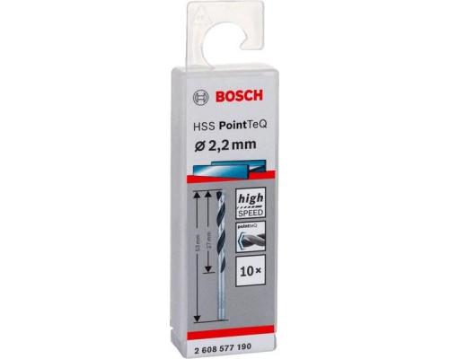 Сверло по металлу BOSCH HSS PointTeQ 2.2 мм 10шт 2608577190