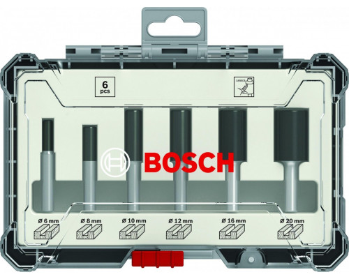 Набор фрез по дереву BOSCH 6 НМ-ФРЕЗ SET 6 мм-ХВ 2607017465