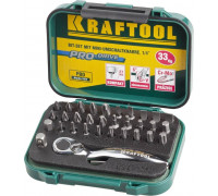 Набор бит KRAFTOOL EXPERT 26157-H33 с мини трещоткой 1/4