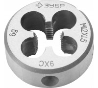 Плашка ЗУБР круглая ручная м12x1.5мм, сталь 9хс 4-28022-12-1.5