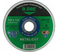 Отрезной круг по нержавеющей стали D.BOR 125х1,0х22.2 мм 20A60S-BF INOX Standart D2-F41-IS-125-10-22