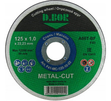 Отрезной круг по нержавеющей стали D.BOR 125х1,0х22.2 мм 20A60S-BF INOX Standart D2-F41-IS-125-10-22
