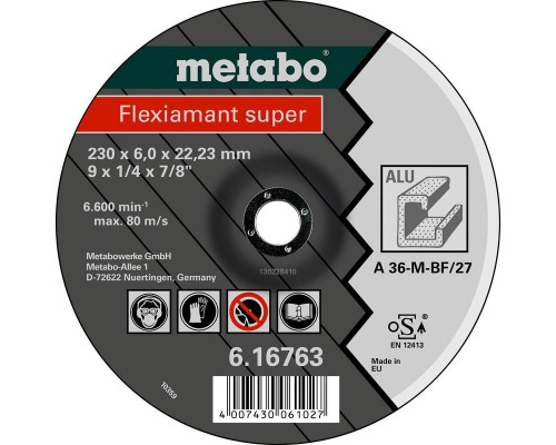 Шлифовальный круг по алюминию METABO 230x6,0х22,23 мм A36-М Flexiamant S 616763000