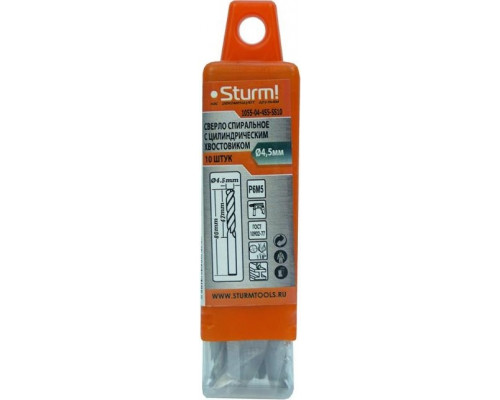 Сверло по металлу Sturm 1055-04-4S5-SS10 4,5х80мм, 10 шт.