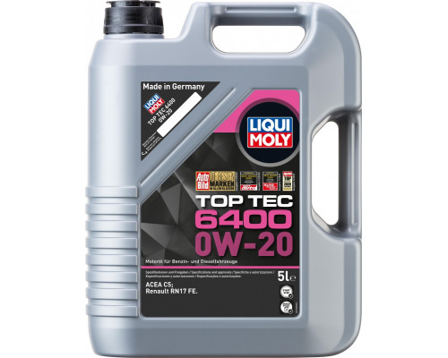 Масло моторное LIQUI MOLY SAE 0W20 Top Tec 6400 5 л 21585 21585