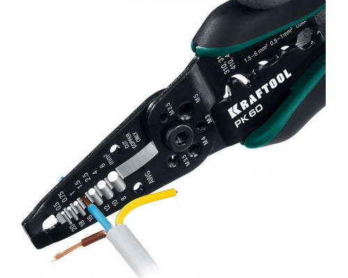 Клещи для снятия изоляции KRAFTOOL PK-60 многофункциональные, 0.5-6 мм2 22658