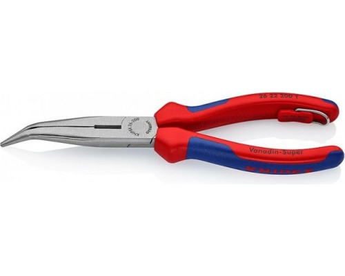 Круглогубцы с плоскими губками и режущими кромками KNIPEX 2622200T 200 мм со страховочным креплением KN-2622200T