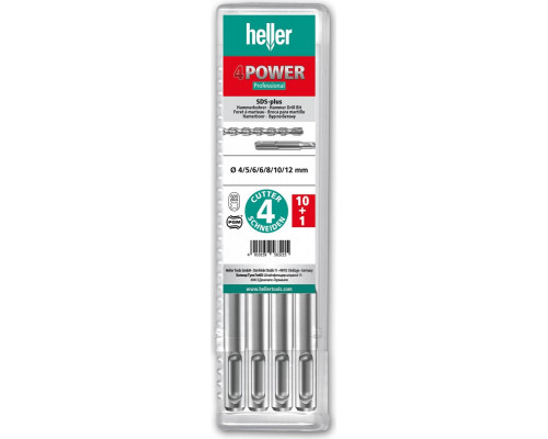 Бур SDS-plus Heller 4power, 12х100х160 мм (11 шт) по бетону TD29198