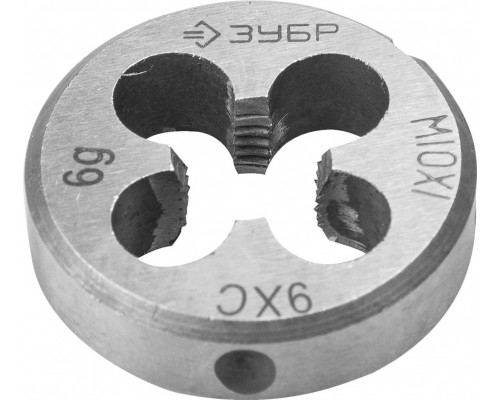Плашка ЗУБР круглая ручная м10x1мм, сталь 9хс 4-28022-10-1.0