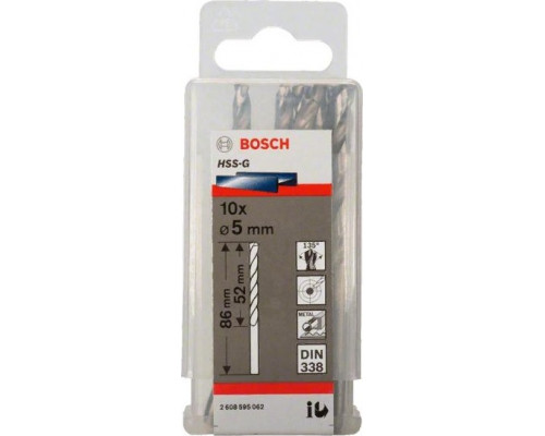 Сверло по металлу BOSCH HSS-G 5 мм 10шт 2608595062