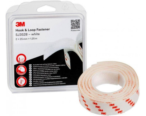 Застежка крючок-петля 3M SJ352Bwt белая 25 мм х 1.25 м 7100123727