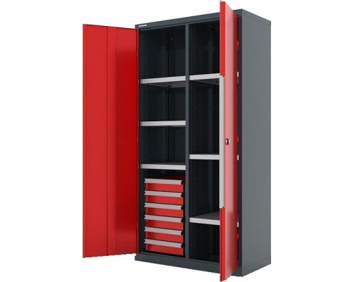 Шкаф инструментальный FERRUM Premium 1000х500х1950 h с перегородкой, 6 полок и 6 ящиков RAL7016