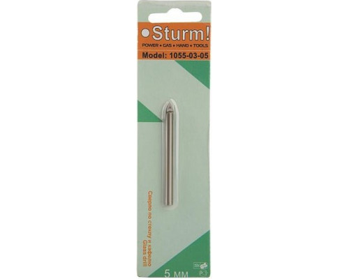 Сверло по стеклу и керамике Sturm 1055-03-05 круглый хвостовик, 2 грани