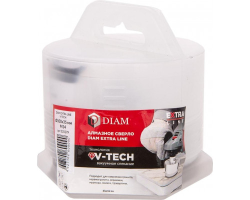 Сверло алмазное DIAM 100x35xМ14 Extra Line V-TECH 320279