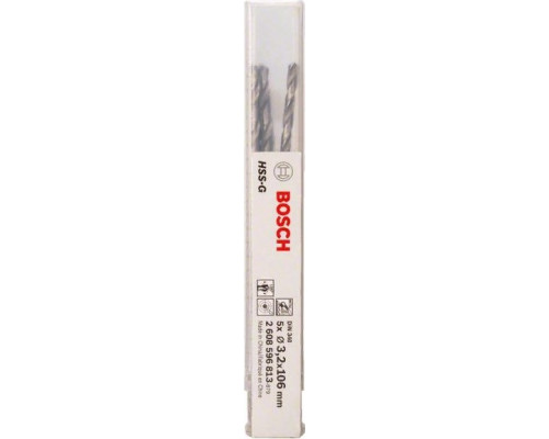 Сверло по металлу BOSCH HSS-G 3.2x69 мм 5шт удлиненных 2608596813