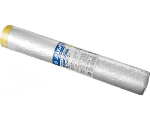 Защитная пленка ЗУБР ПРОФЕССИОНАЛ с клейкой лентой, hdpe, 10мкм, 2,7х20м 12250-270-20