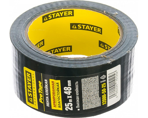 Клеящая лента STAYER PROFESSIONAL универсальная влагостойкая, 48 мм × 25 м, черная