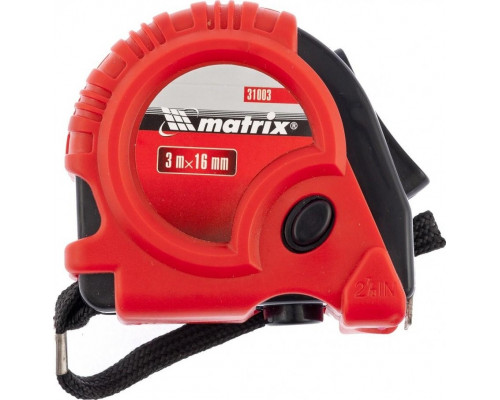 Рулетка MATRIX 3 м х 16 мм rubber, обрезиненный корпус 31003
