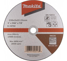 Отрезной круг по нержавеющей стали MAKITA 230х2х22.23 мм WA36 D-18792 D-18792