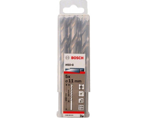 Сверло по металлу BOSCH HSS-G 11 мм 5шт 2608595079