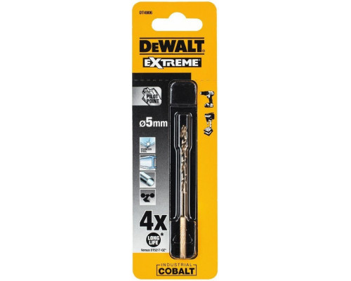 Сверло по металлу DeWALT 5,0 x 52 / 86 мм HSS-CO Extreme кобальтовое DT4906-QZ DT4906-QZ