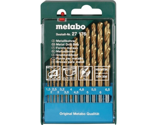 Набор сверл по металлу METABO HSS-TiN 13 шт. (1.5-6.5 мм) 627176000 627176000