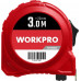 Рулетка WORKPRO WP261002 пластмассовая 3мх16мм