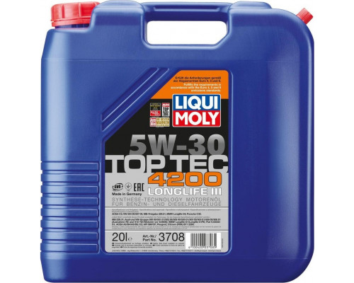 Масло моторное LIQUI MOLY SAE 5W30 Top Tec 4200 New Generation 20 л 3708 3708