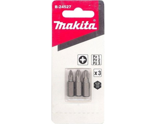 Бита для заворачивания MAKITA B-24527 PZ1/PZ2/PZ3, 25 мм, C-form, 3 шт.