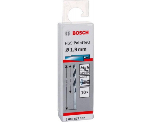 Сверло по металлу BOSCH HSS PointTeQ 1.9 мм 10шт 2608577187