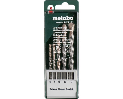 Набор сверл по бетону METABO 5 шт. (4-10 мм) НМ pro 627181000 627181000