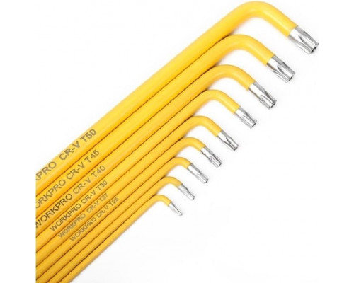 Набор ключей TORX WORKPRO WP222008 T10-T50 длинные 9 шт. в держателе