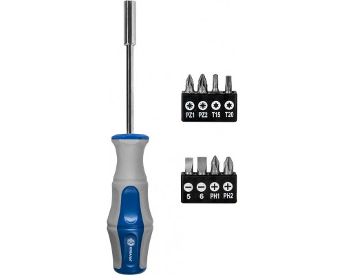 Отвертка с битами Кобальт 646-676 рукоятка ultra grip с набором cr-v (9 шт.)