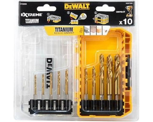 Набор сверл по металлу DeWALT HSS-TIN 10 шт. Impact TITANIUM (3.0-10 мм ) DT50050-QZ